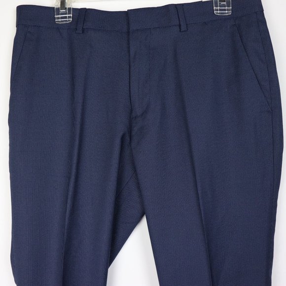 NWT Perry Ellis Bering Sea Blue Slim Fit Pin Check Dress Pants - Picture 6 of 7